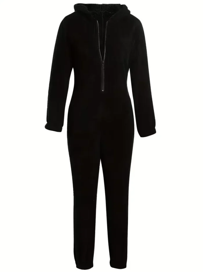 Cozy Fuzzy Hooded Onesie Pajamas for Women – Long Sleeve Zip Up Jumpsuit Sleepwear - Image 12