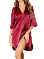 Satin Button-Down Shirt Nightdress - Image 13