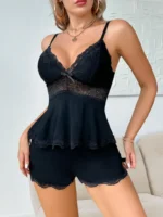 Lace Trim Cami Shorts Set Sexy Lingerie Set - Image 13