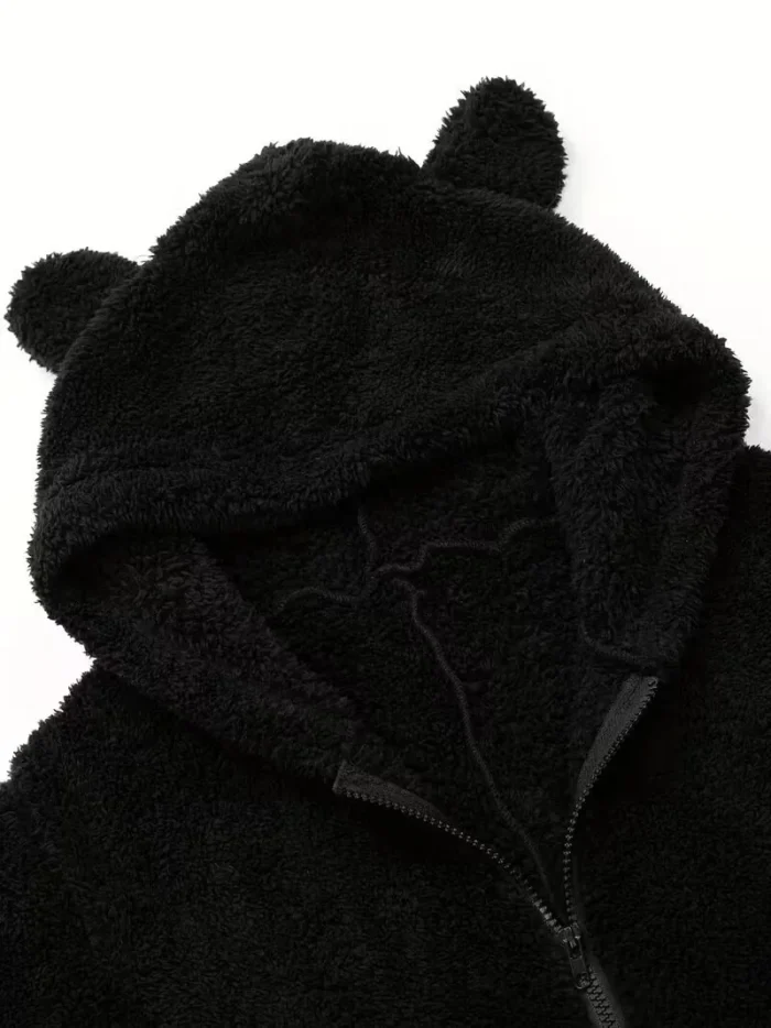 Cozy Fuzzy Hooded Onesie Pajamas for Women – Long Sleeve Zip Up Jumpsuit Sleepwear - Image 13