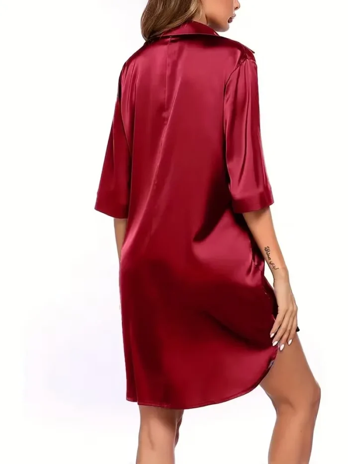 Satin Button-Down Shirt Nightdress - Image 14