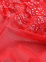 Sexy Floral Lace Trim Open Bust Crotchless Teddy Lingerie - Image 9