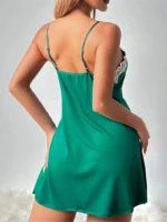 Lace Trim Hip-Hugging Side Slit Chemise Nightgown - Image 14