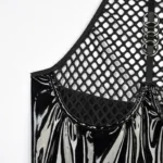 Latex Teddy Babydolls Leather Fishnet See-Through Teddy Lingerie Zip Crotch Bodysuits - Image 14