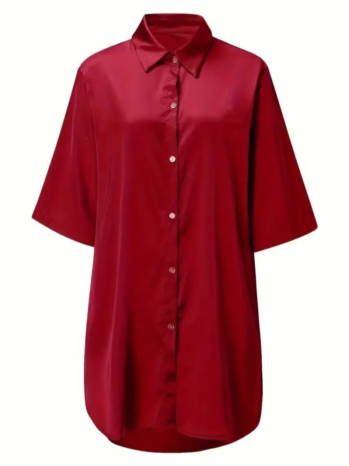 Satin Button-Down Shirt Nightdress - Image 15