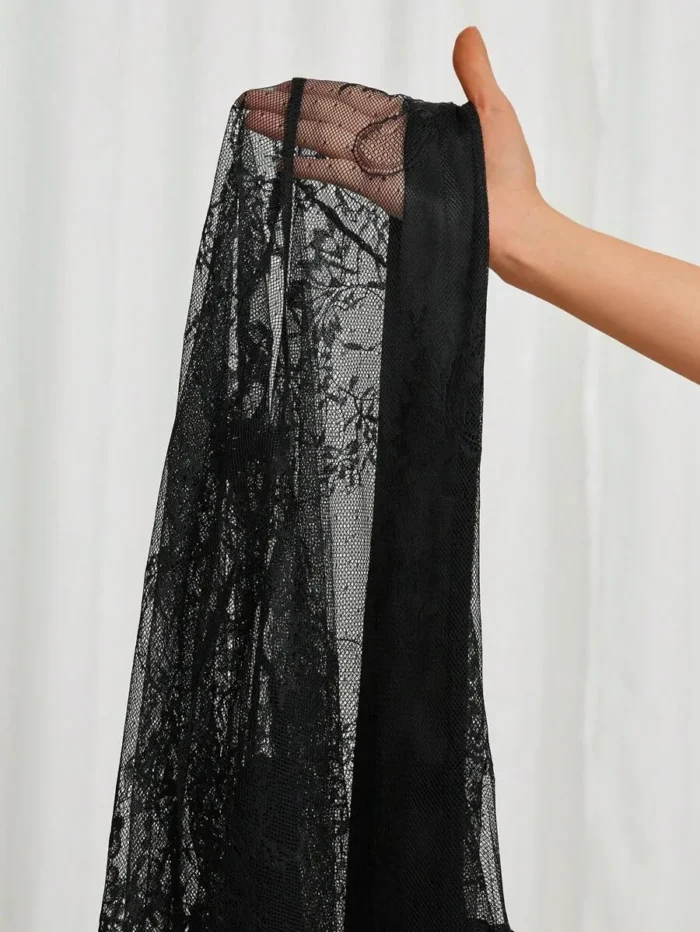 Lace Robe And Satin Slip Dress Sleepwear Set Pajama Set - Image 23
