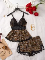 Lace Trim Cami Shorts Set Sexy Lingerie Set - Image 17