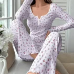 Two-Piece Floral Print Long Sleeve & Pants Pajama Set