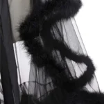 Glamorous Sheer Feather Trim Long Robe - Image 10
