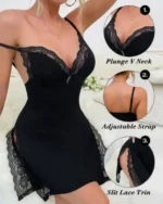 Sexy Lace Babydoll Nightdress – Side Slit Slip Lingerie with Thong - Image 9