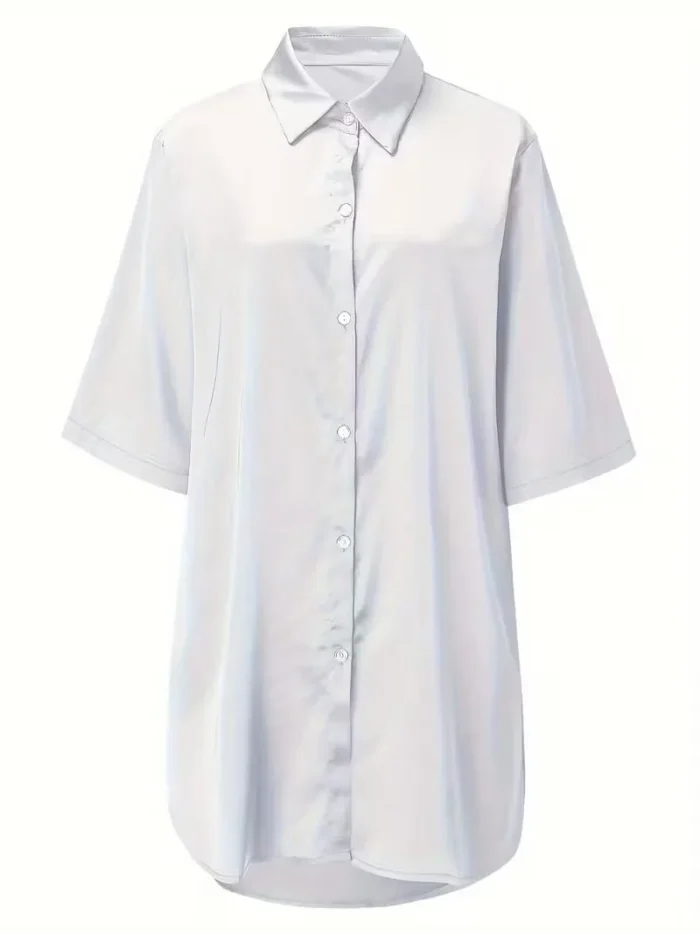 Satin Button-Down Shirt Nightdress - Image 20