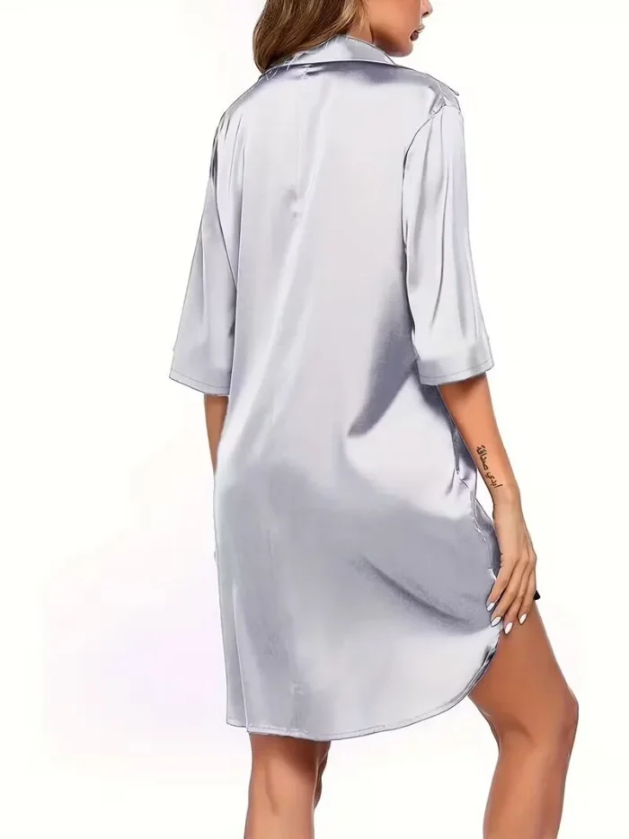 Satin Button-Down Shirt Nightdress - Image 8