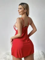 Lace Trim Hip-Hugging Side Slit Chemise Nightgown - Image 19