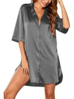 Satin Button-Down Shirt Nightdress - Image 22