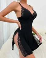 Sexy Lace Babydoll Nightdress – Side Slit Slip Lingerie with Thong - Image 11