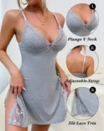 Sexy Lace Babydoll Nightdress – Side Slit Slip Lingerie with Thong - Image 4