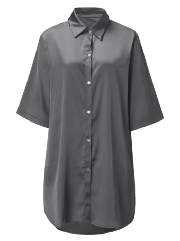Satin Button-Down Shirt Nightdress - Image 24