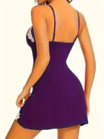 Lace Trim Hip-Hugging Side Slit Chemise Nightgown - Image 27