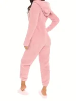 Cozy Fuzzy Hooded Onesie Pajamas for Women – Long Sleeve Zip Up Jumpsuit Sleepwear - Image 26