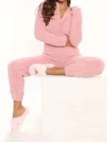 Cozy Fuzzy Hooded Onesie Pajamas for Women – Long Sleeve Zip Up Jumpsuit Sleepwear - Image 27