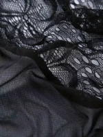 Sexy Floral Lace Trim Open Bust Crotchless Teddy Lingerie - Image 4