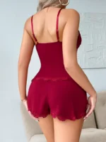 Lace Trim Cami Shorts Set Sexy Lingerie Set - Image 4