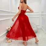 Sexy Sheer Mesh Lace Polka Dot Long Nightdress Babydoll Lingerie For Bridal Honeymoon Wedding - Image 4