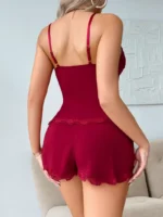 Lace Trim Cami Shorts Set Sexy Lingerie Set - Image 4