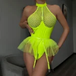 Latex Teddy Babydolls Leather Fishnet See-Through Teddy Lingerie Zip Crotch Bodysuits - Image 27