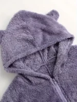 Cozy Fuzzy Hooded Onesie Pajamas for Women – Long Sleeve Zip Up Jumpsuit Sleepwear - Image 4