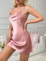 Lace Robe And Satin Slip Dress Sleepwear Set Pajama Set - Image 35