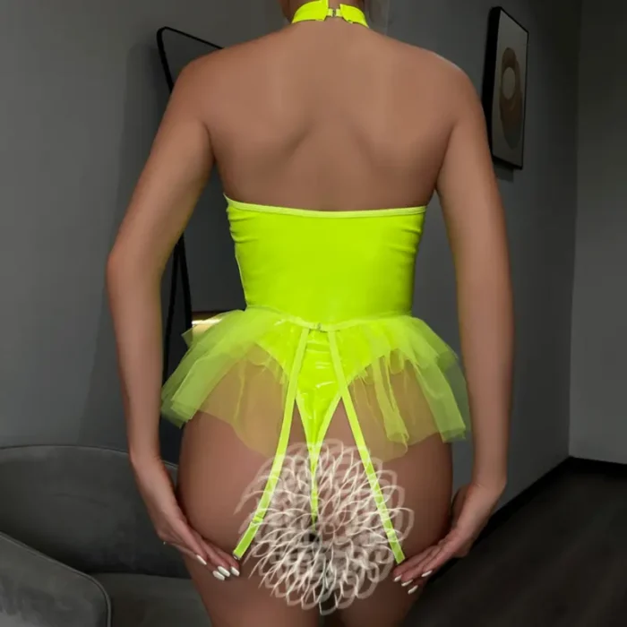 Latex Teddy Babydolls Leather Fishnet See-Through Teddy Lingerie Zip Crotch Bodysuits - Image 31