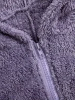 Cozy Fuzzy Hooded Onesie Pajamas for Women – Long Sleeve Zip Up Jumpsuit Sleepwear - Image 5