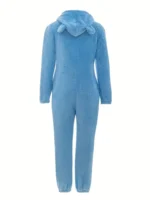 Cozy Fuzzy Hooded Onesie Pajamas for Women – Long Sleeve Zip Up Jumpsuit Sleepwear - Image 44