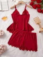 Lace Trim Cami Shorts Set Sexy Lingerie Set - Image 6