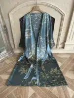 Floral Print Satin Robe with V-Neck and Belt - Image 7