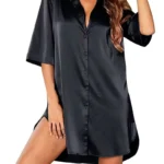 Satin Button-Down Shirt Nightdress