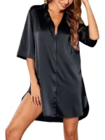 Satin Button-Down Shirt Nightdress