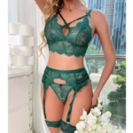5-Piece Sheer Floral Lace Bra & Panty Sexy Lingerie Set With Garter Belt - Image 6