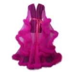 Glamorous Sheer Feather Trim Long Robe - Image 14