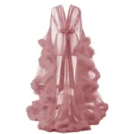 Glamorous Sheer Feather Trim Long Robe - Image 15