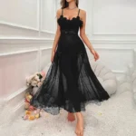 Sexy Sheer Mesh Lace Polka Dot Long Nightdress Babydoll Lingerie For Bridal Honeymoon Wedding - Image 8