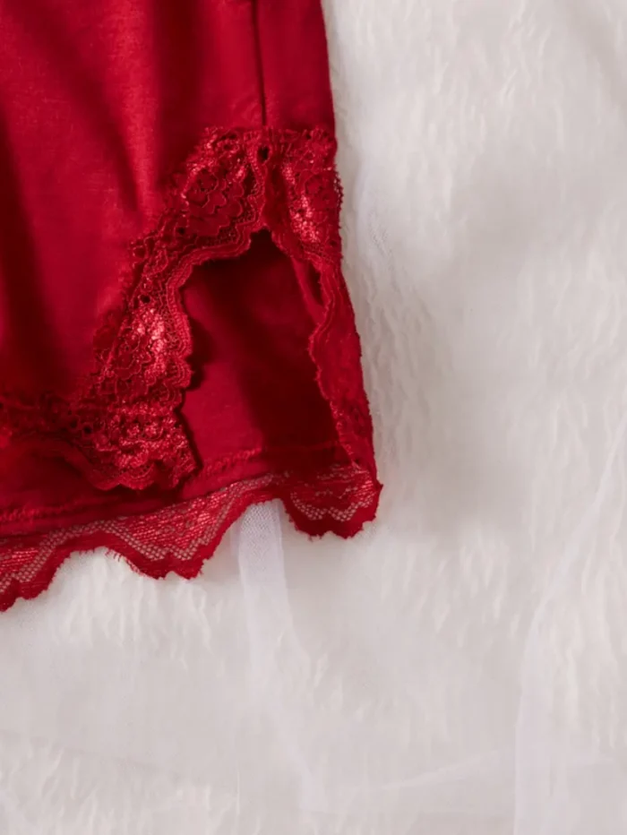 Lace Trim Cami Shorts Set Sexy Lingerie Set - Image 8