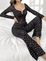 Two-Piece Floral Print Long Sleeve & Pants Pajama Set - Image 8