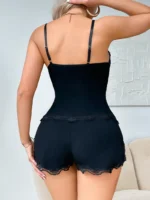 Lace Trim Cami Shorts Set Sexy Lingerie Set - Image 11