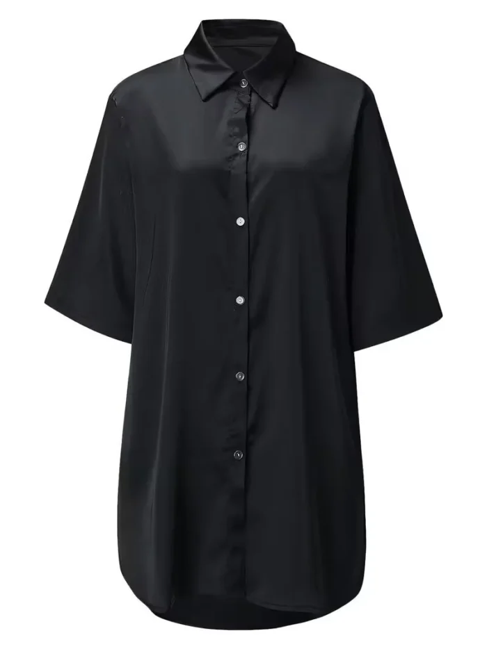 Satin Button-Down Shirt Nightdress - Image 5