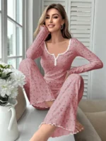 Two-Piece Floral Print Long Sleeve & Pants Pajama Set - Image 10