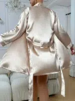 Satin Lace Trim Nightdress Set with Robe - Image 20