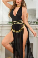 Exotic Sheer Split Maxi Babydoll Lingerie Dress - Image 3