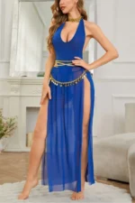 Exotic Sheer Split Maxi Babydoll Lingerie Dress - Image 8